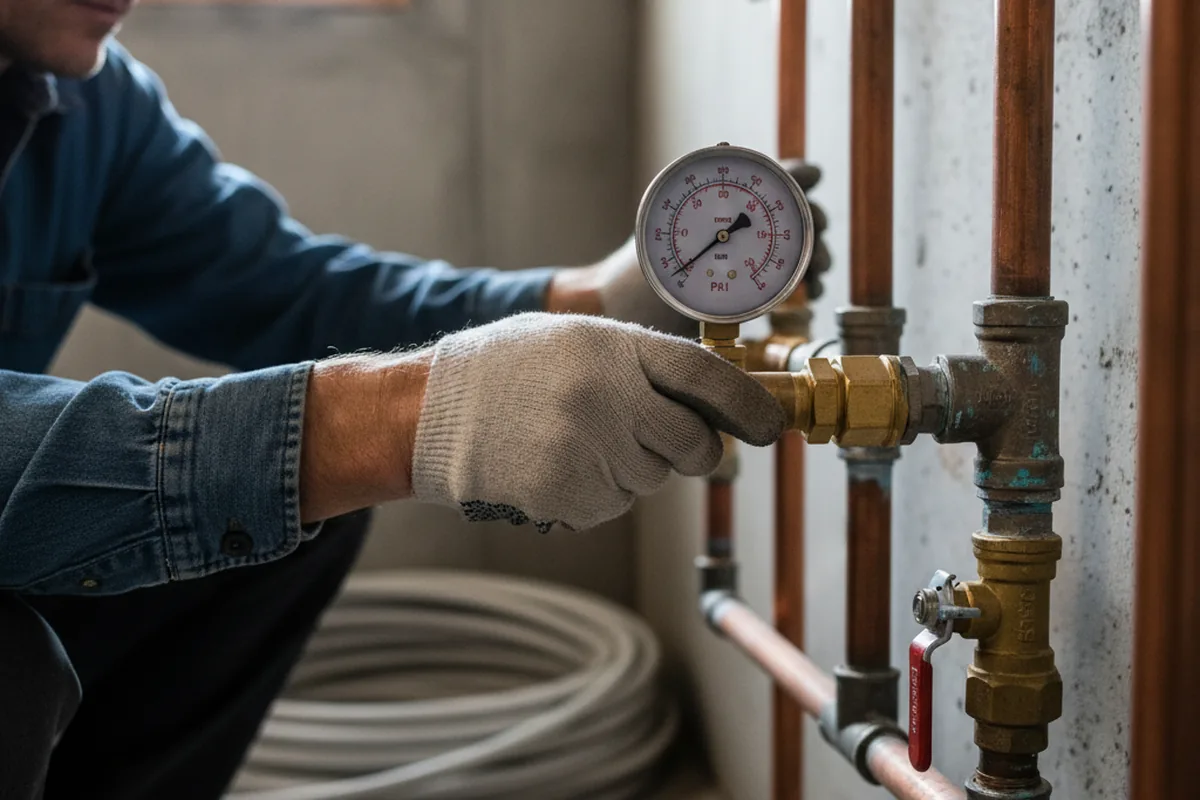 Pressure testing a repaired line during Water Line Repair in Pinon Hills